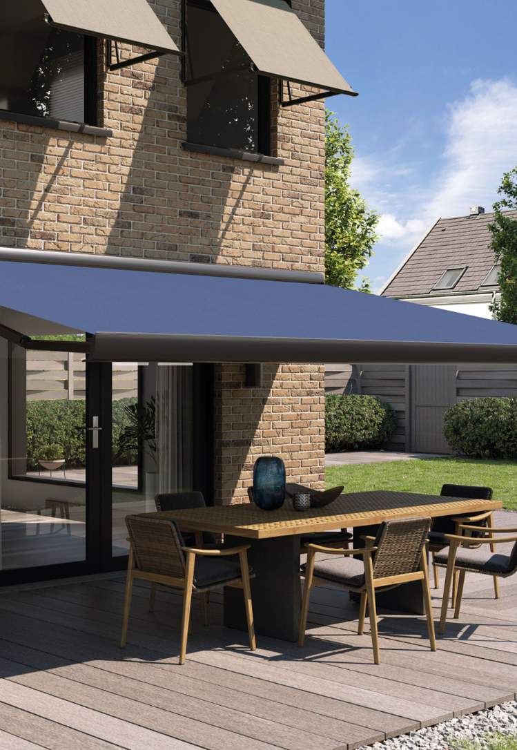 blue outdoor awning